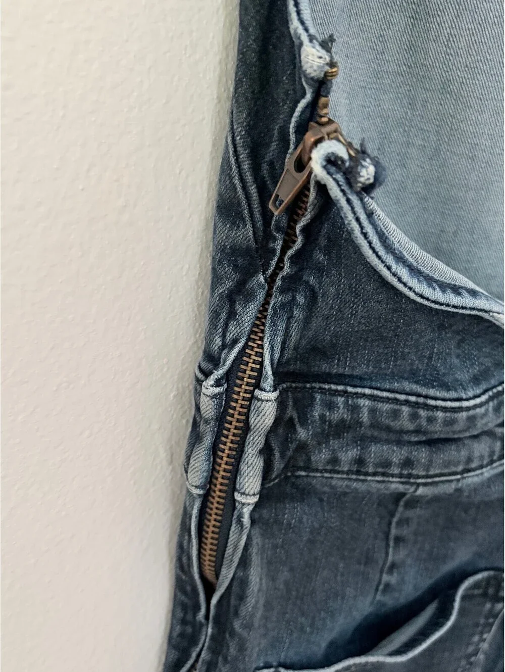Free People Black Denim Halter Jumpsuit Overalls Womens Size 6 Boho